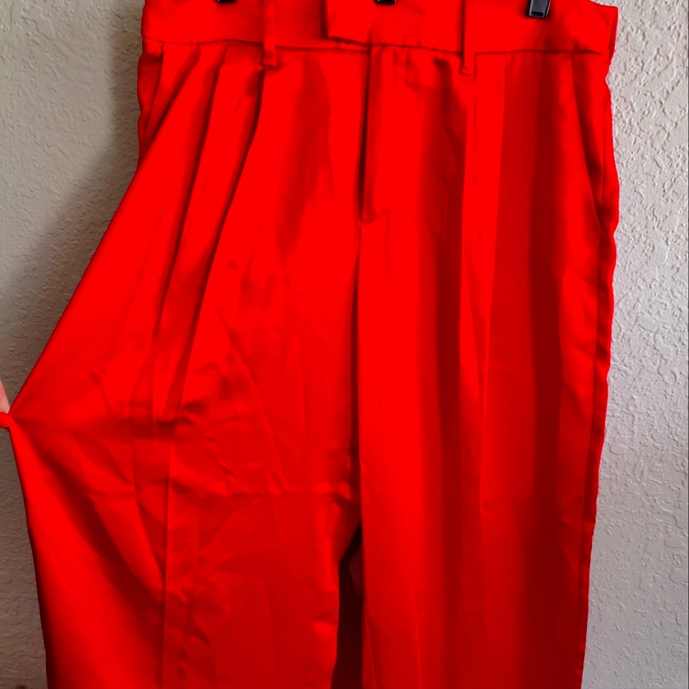 Bright Red Wide Leg Pants